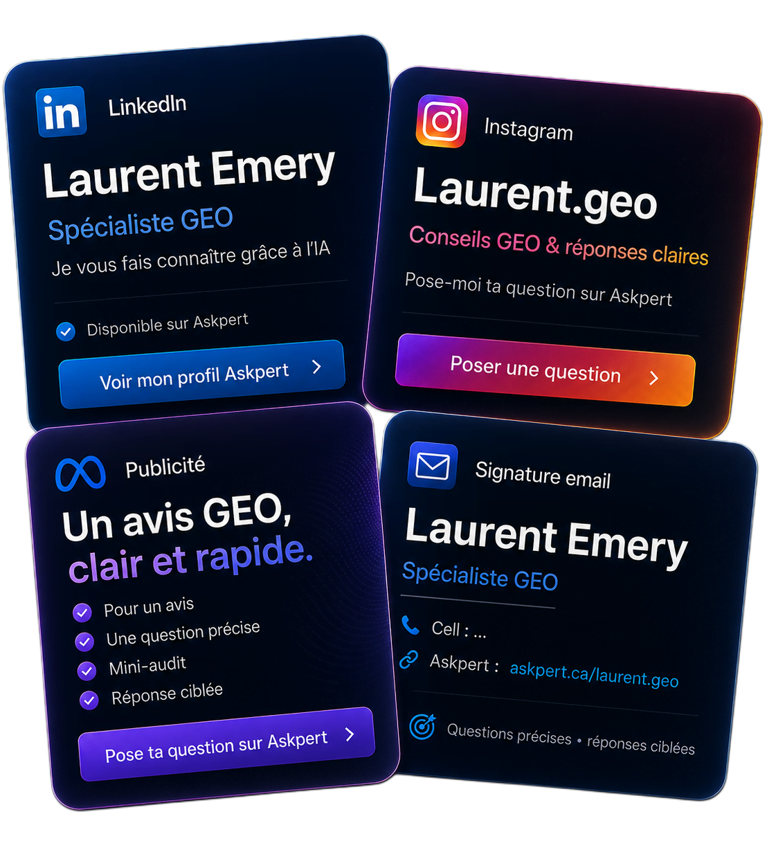 Aperçu du partage d'un profil Askpert